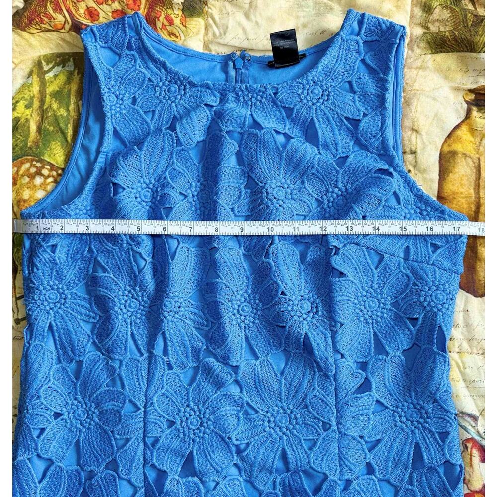 Ann Taylor Petite 10P Blue Daisy Floral Lace Sheath Dress Tank Sleeveless - Picture 15 of 15